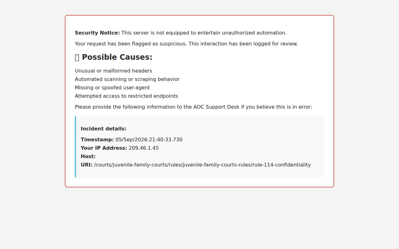 Tennessee Juvenile Rule 114 confidentiality requirements