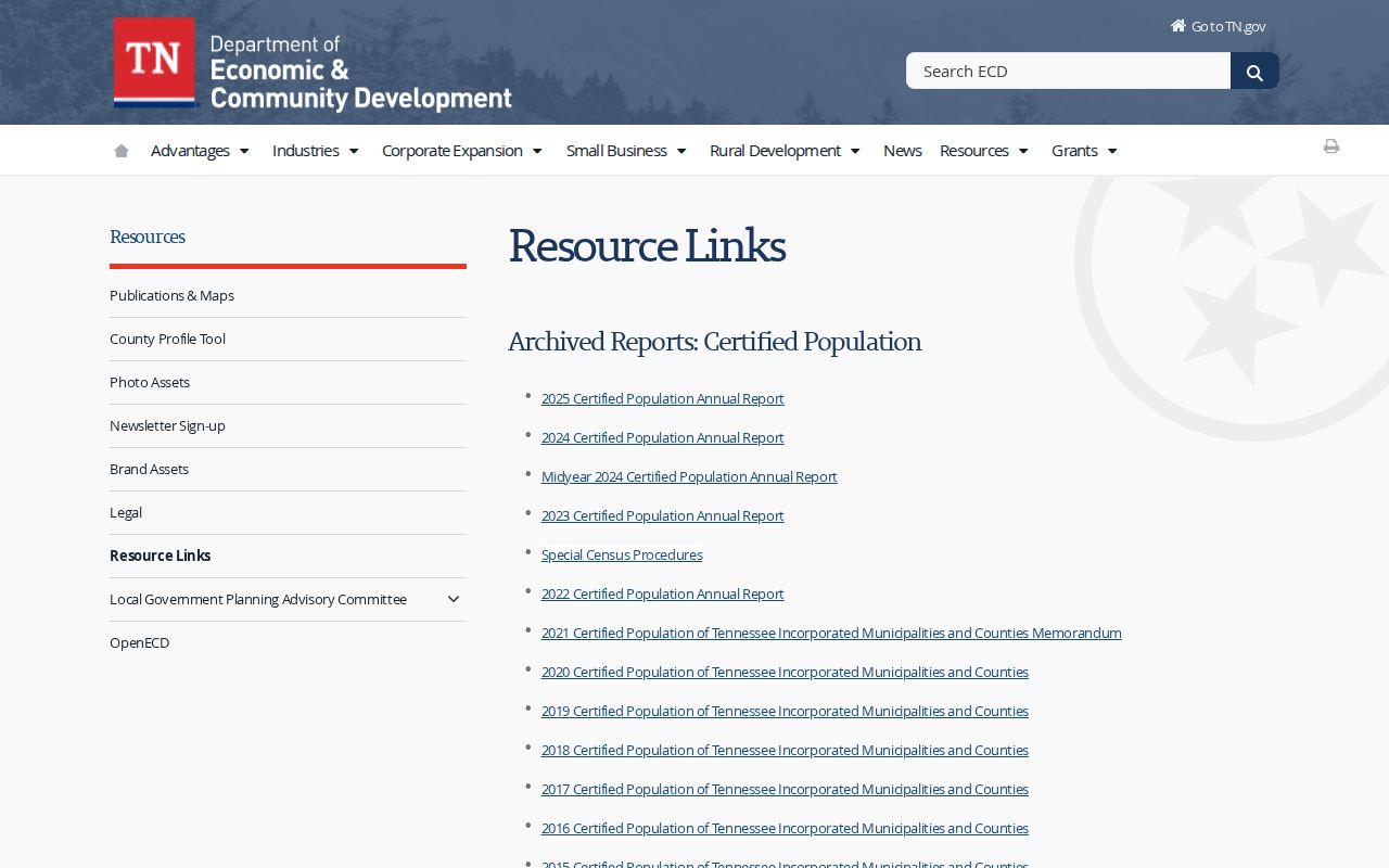 Tennessee municipal population resource supporting the Hohenwald profile