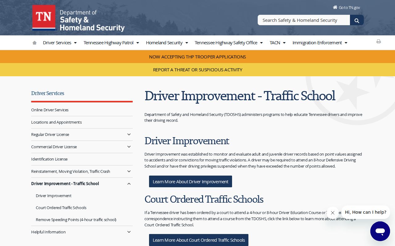 Tennessee official driver education and traffic school resource
