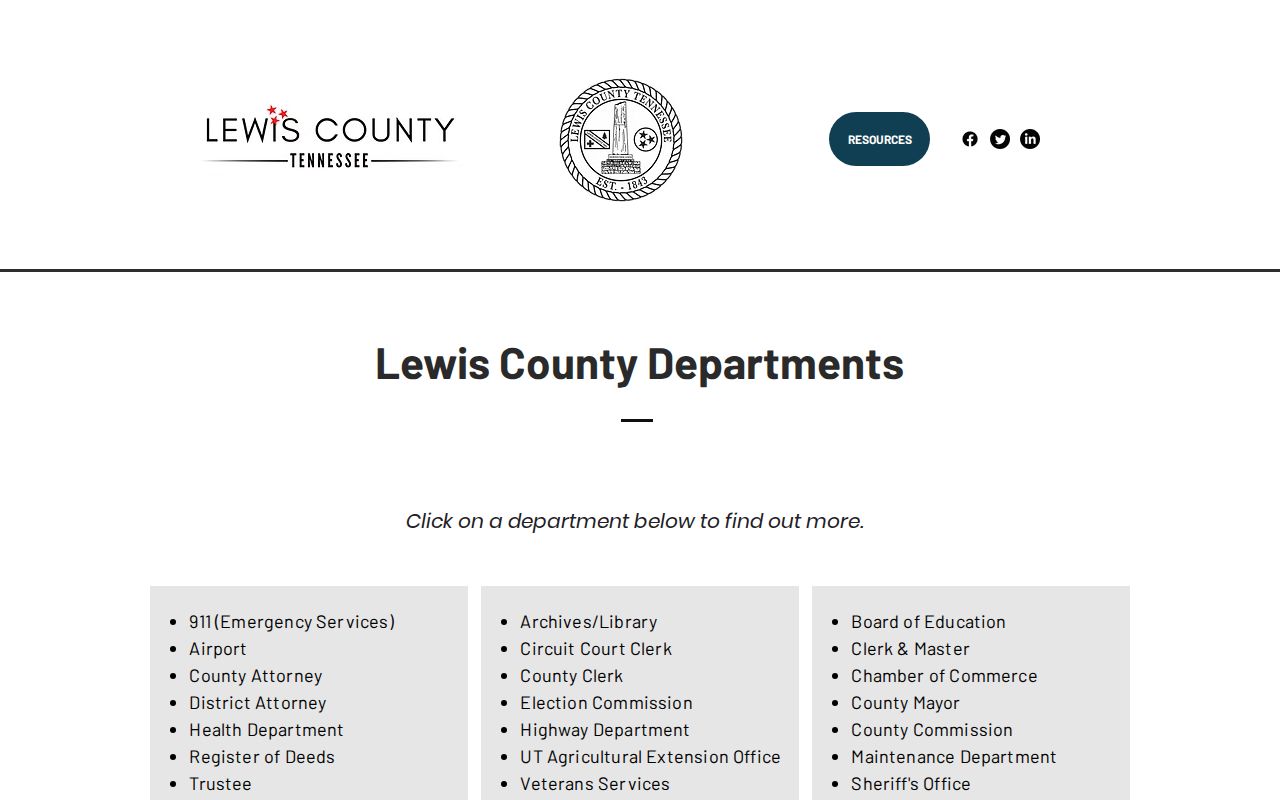 Lewis County court docket offices in the department directory